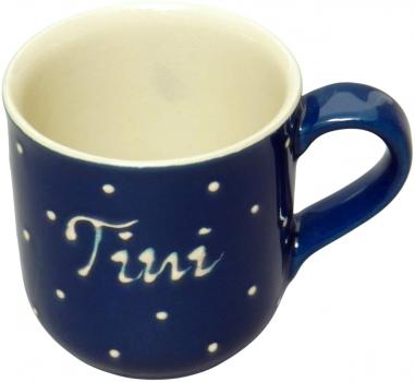 Coffee mug with font (1 line) blue 1 point