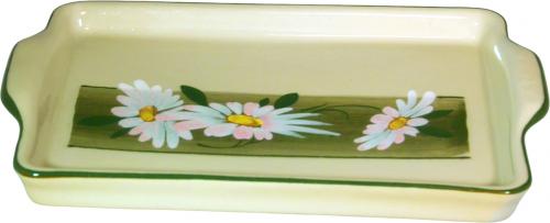 Platte 19 eckig Dekor Margueritenblume