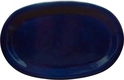 Platte 37 oval glänzend blau
