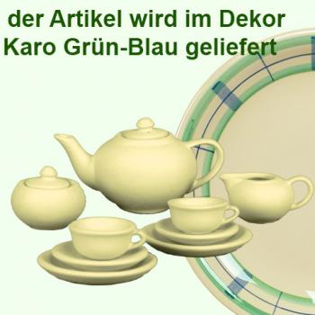 Puppenservice karo grün-blau