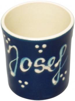 Schnaps-/Eierbecher mit Schrift (1 Zeile) blau 3 Punkt