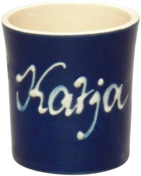 Schnaps-/Eierbecher mit Schrift (1 Zeile) glänz.blau