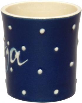 Schnaps-/Eierbecher mit Schrift (1 Zeile) blau 1 Punkt