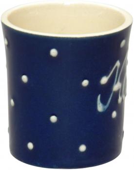 Schnaps-/Eierbecher mit Schrift (1 Zeile) blau 1 Punkt