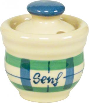 Senftopf karo grün-blau