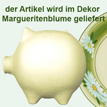 Sparschwein groß mit Schrift (3 Zeilen) Dekor Margueritenblume