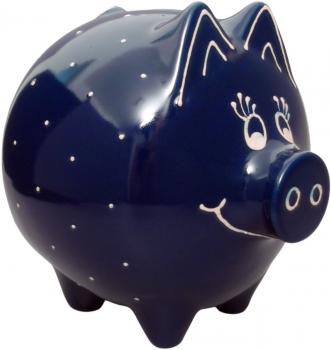 Sparschwein groß mit Schrift (2 Zeilen) blau 1 Punkt - Kopie