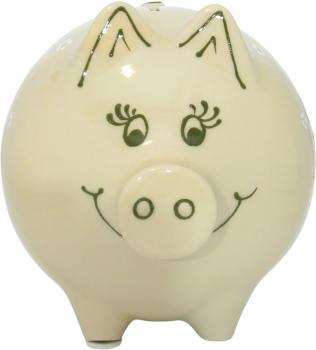 Sparschwein groß mit Schrift (3 Zeilen) Gänseblümchen