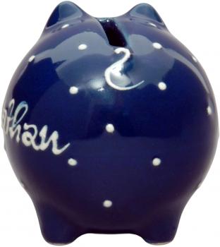 Sparschwein klein mit Schrift (1 Zeile) blau 1 P