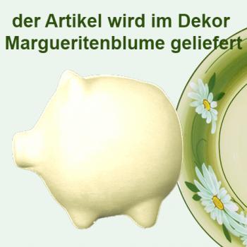 Sparschwein mittel mit Schrift (1 Zeile) Dekor Margueritenblume