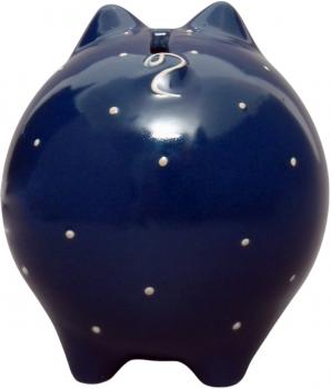 Sparschwein mittel mit Schrift (2 Zeilen) blau 1 Punkt