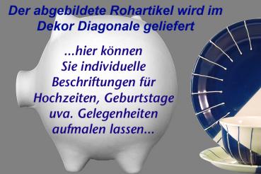 Sparschwein groß mit Schrift (3 Zeilen) Diagonale