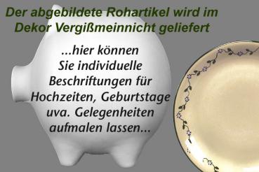 Sparschwein groß mit Schrift (3 Zeilen) Vergissmeinnicht