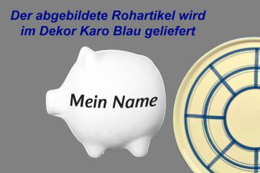 Sparschwein mittel mit Schrift (1 Zeile) karo
