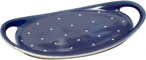 Tablett 25 oval blau 3 Punkt
