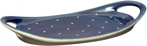 Tablett 25 oval blau 3 Punkt