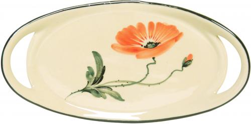 Tablett 25 oval Mohn