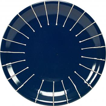 Teller 24 flach Nadelstreifen blau