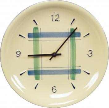 Wanduhr karo grün-blau