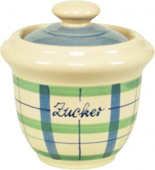 Zuckertopf karo grün-blau
