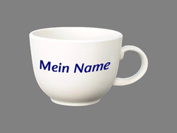 Jumbotasse mit Schrift (1 Zeile) Streublume