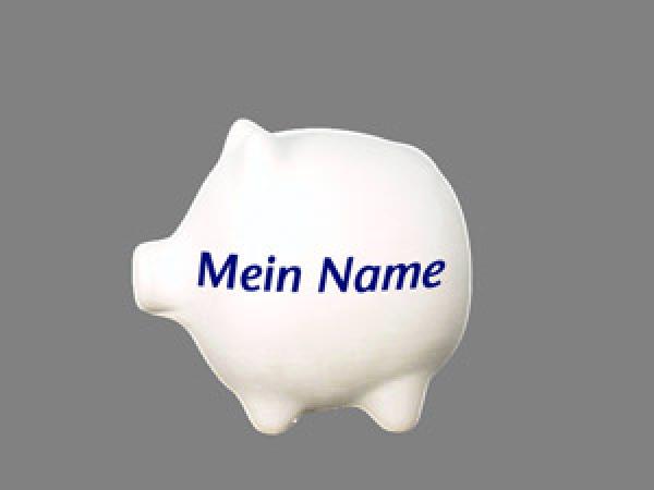 Sparschwein klein mit Schrift (1 Zeile) hell 1 P