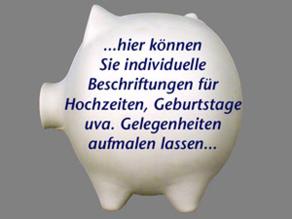 Sparschwein groß mit Schrift (3 Zeilen) hell 1 Punkt