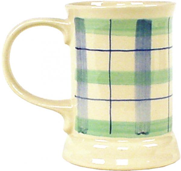 Bierkrug 0,3 l karo grün-blau