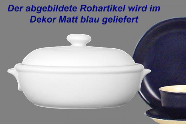 Brottopf groß mit Schrift (1 Zeile) matt blau