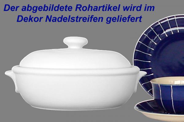 Brottopf groß mit Schrift (1 Zeile) Nadelstreifen blau
