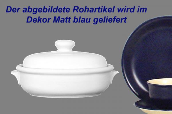 Brottopf klein mit Schrift (1 Zeile) matt blau