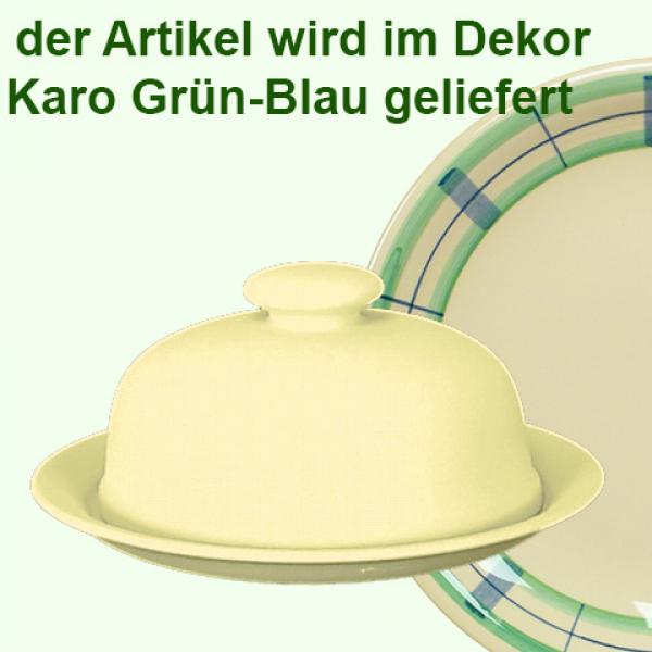 Camembertdose karo grün-blau