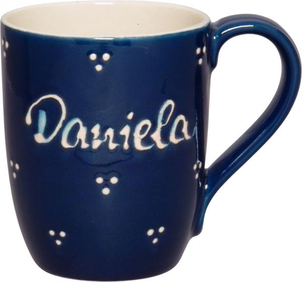 Cappuccino mit Schrift (1 Zeile) blau 3 Punkt