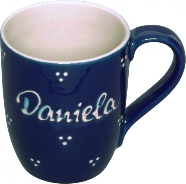 Cappuccino mit Schrift (1 Zeile) blau 3 Punkt