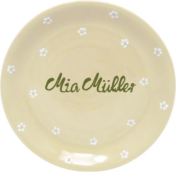 Dessertteller 19 mit Schrift (1 Zeile) Gänseblümchen