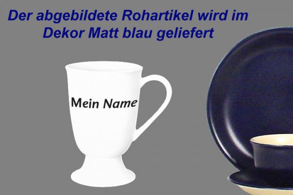 Fußtasse mit Schrift (1 Zeile) matt blau
