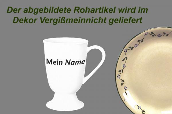 Fußtasse mit Schrift (1 Zeile) Vergissmeinnicht