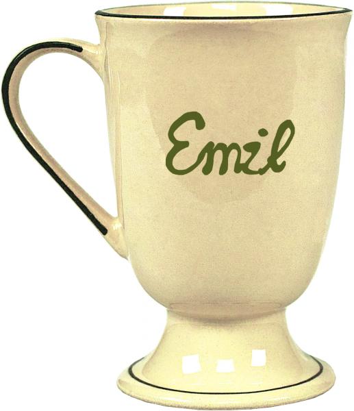 Fußtasse mit Schrift (1 Zeile) Mohn