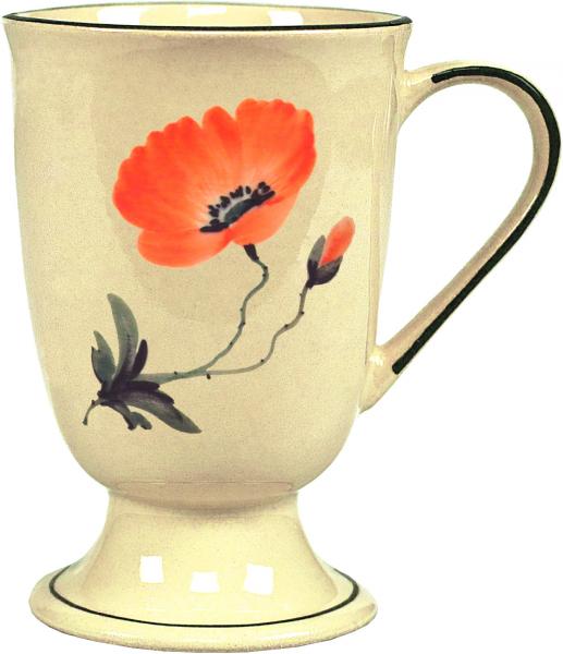 Fußtasse mit Schrift (1 Zeile) Mohn