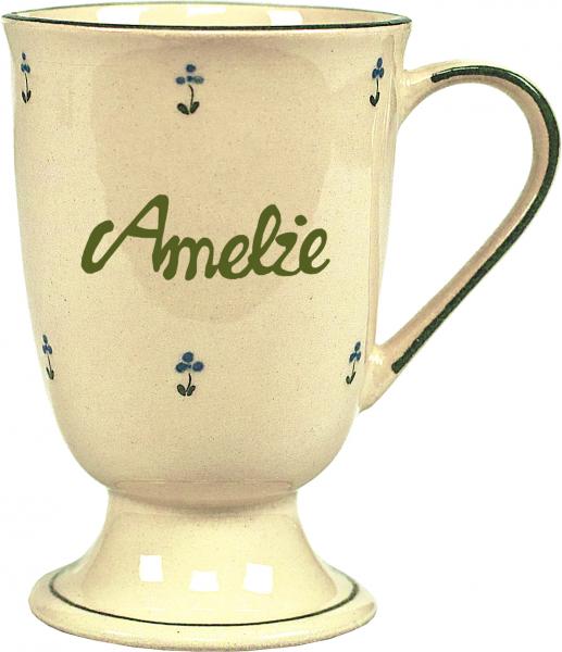 Fußtasse mit Schrift (1 Zeile) Streublume
