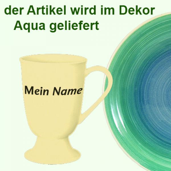 Fußtasse mit Schrift (1 Zeile) Aqua