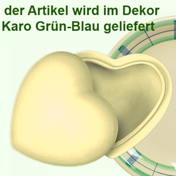 Herzdose karo grün-blau