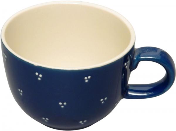 Jumbotasse mit Schrift (2 Zeilen) blau 3 Punkt