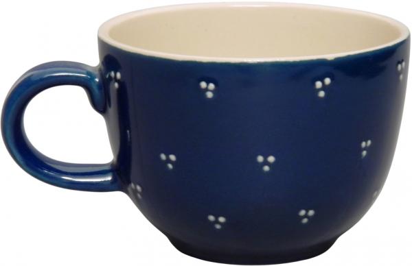 Jumbotasse mit Schrift (1 Zeile) blau 3 Punkt