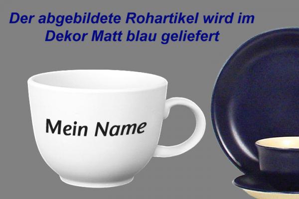 Jumbotasse mit Schrift (1 Zeile) matt blau