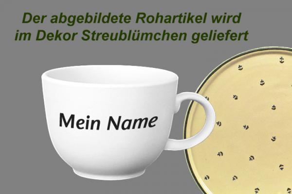 Jumbotasse mit Schrift (1 Zeile) Streublume