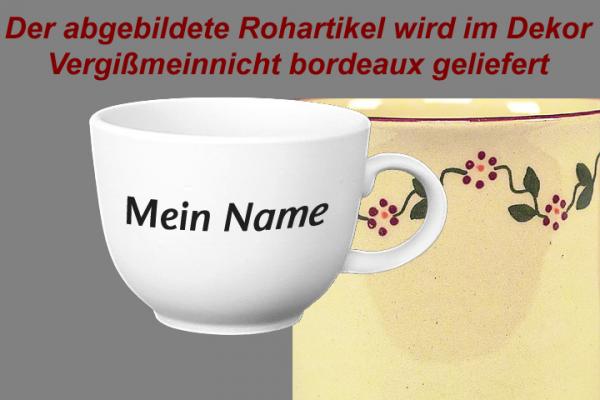 Jumbotasse mit Schrift (1 Zeile) Vergissmeinnicht bordeaux