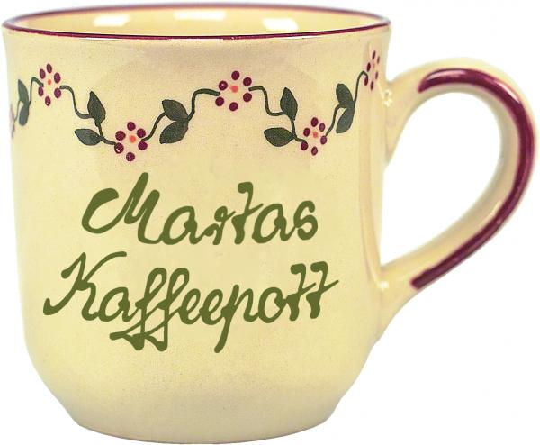 Kaffeebecher mit Schrift (2 Zeilen) Vergissmeinnicht bordeaux