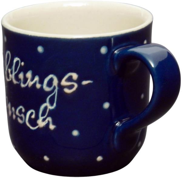 Coffee mug with font (2 lines) blue 1 point