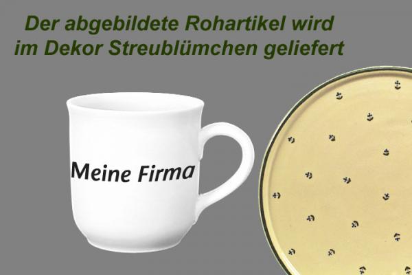 Kaffeebecher mit Schrift (2 Zeilen) Streublume